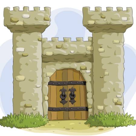 wieże zamku, drzwi, stary, starożytny Dedmazay - Dreamstime