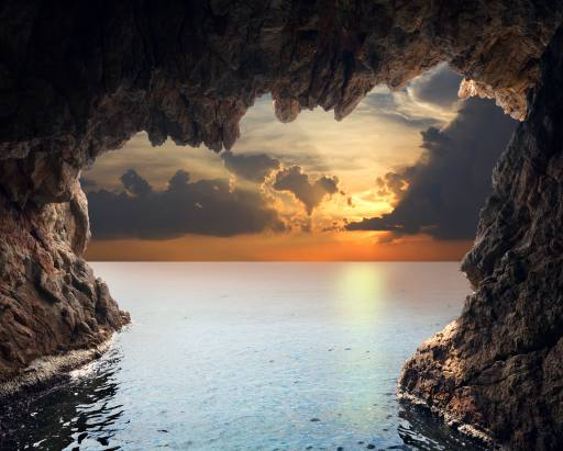 natura, krajobraz, woda, jaskinia, zachód słońca Iakov Filimonov (Jackf)