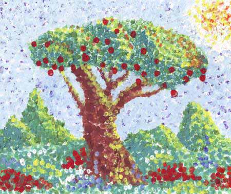 drzewa, owoce, czerwony, ogród, malarstwo, sztuka Anastasia Serduykova Vadimovna - Dreamstime