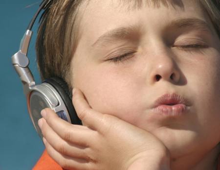 muzyka, dziecko, dziecko, słuchać, słuchać Showface - Dreamstime