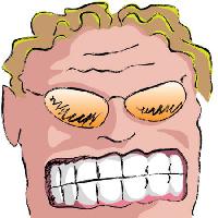 Pixwords Obraz z zęby, człowiek, okulary, włosy blond Robodread - Dreamstime