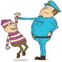 Pixwords Obraz z policji, złodziej, Maska, niebieski, aresztowania, człowiek, mężczyźni zenwae - Dreamstime