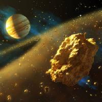 Pixwords Obraz z Wszechświat, skały, planety, przestrzeń, kometa Andreus - Dreamstime