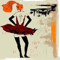 Pixwords Obraz z malowanie, kobiety, sukienka, rysunek, czerwony Lunetskaya