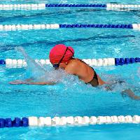 Pixwords Obraz z pływanie, pływak, czerwony, głowa, kobieta, sport, woda Jdgrant