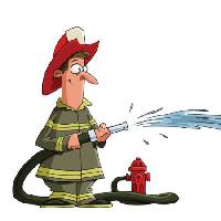 Pixwords Obraz z ogień, człowiek, hidrant, hydrant, wąż, czerwony, woda Dedmazay - Dreamstime