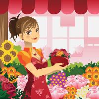 Pixwords Obraz z kobieta, kwiaty, sklep, czerwony, dziewczyna Artisticco Llc - Dreamstime