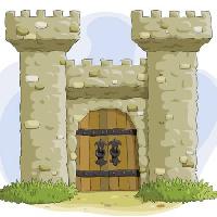 wieże zamku, drzwi, stary, starożytny Dedmazay - Dreamstime