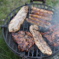 Pixwords Obraz z grill, jedzenie, jeść, mięsa, steki, ogień, dym Wojpra - Dreamstime