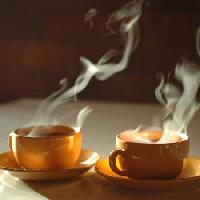 Pixwords Obraz z gorące, kawa, kawa, dym, kubki Sergei Krasii - Dreamstime