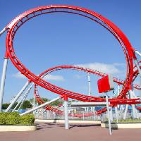 rollercoaster, pociąg, kolej, utworów, czerwony, niebo, park Brett Critchley - Dreamstime