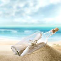 Pixwords Obraz z butelki, morze, piasek, papier, oceanu Silvae1 - Dreamstime