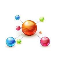 Pixwords Obraz z atom, piłka, piłki, kolor, kolory, pomarańczowy, zielony, różowy, niebieski Natis76