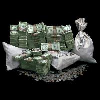 Pixwords Obraz z pieniądze, torba, monety Linda Bair - Dreamstime