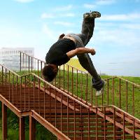 Pixwords Obraz z człowiek, osoba, skok, jumping, schody Tatiana Belova (Genlady)