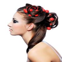 Pixwords Obraz z włosy, kobieta, czerwony, koraliki, nagi Valua Vitaly - Dreamstime