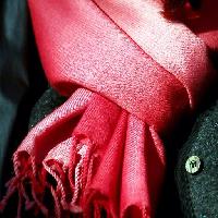 Pixwords Obraz z czerwony, tkaniny, ubrania, szalik, przycisk Clarita