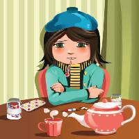 Pixwords Obraz z chory, chory, przeziębienie, gorączka, herbata, medycyna Artisticco Llc - Dreamstime