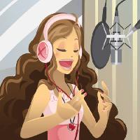 Pixwords Obraz z piosenka, śpiewać, kobieta, mikrofon, mikrofon, szczęśliwy, uderzeń, Artisticco Llc - Dreamstime
