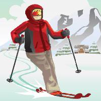 Pixwords Obraz z narty, zima, śnieg, góry, ośrodek, czerwony Artisticco Llc - Dreamstime