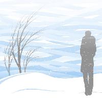 Pixwords Obraz z zima, śnieg, osoba, człowiek, zamieć, drzewo Akvdanil