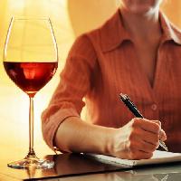 Pixwords Obraz z szkło, wino, ręka, ołówek, długopis, pisać, osoba, kobieta Efired