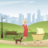 Pixwords Obraz z dziecko, pies, park, miasto, kobieta, pani Melanie Taylor - Dreamstime
