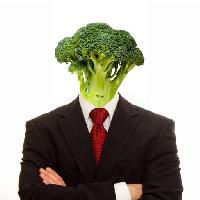 Pixwords Obraz z warzyw, człowiek, osoba, w górę, wegańskie, warzywa, brokuły Brad Calkins (Bradcalkins)